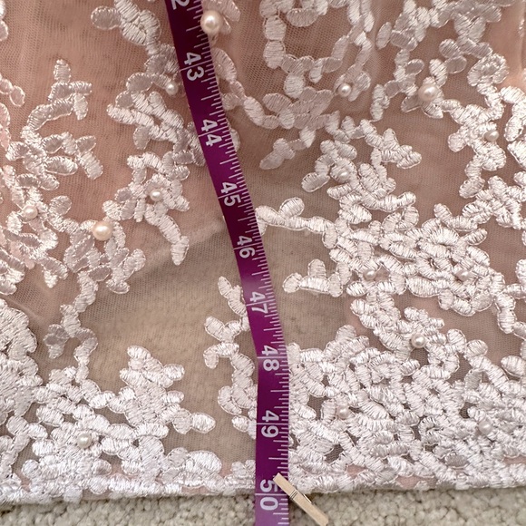 Blush pink Wedding Dress w/detachable train! Hand beaded pearls and lace! - Picture 11 of 12